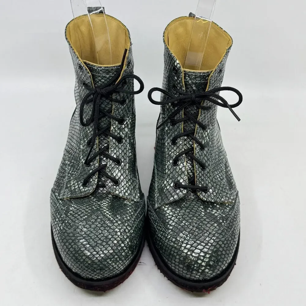 Vintage Chunky Snakeskin Combat boots - Picture 5 of 8